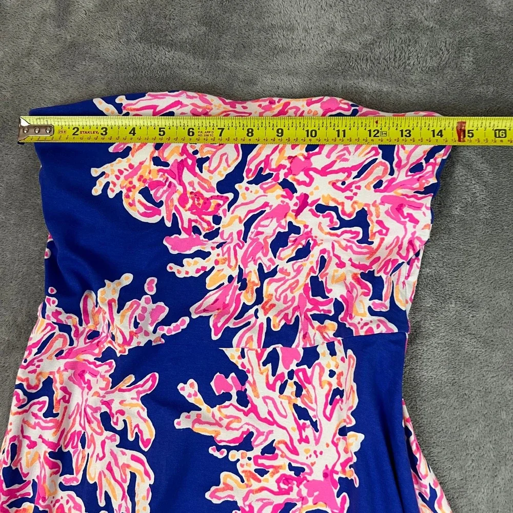 Lilly Pulitzer Loleta Strapless Midi Dress Womens M Floral Asymetrical Hem - Picture 3 of 10
